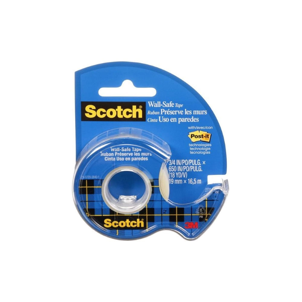 Banda adeziva cu dispenser 3m scotch wall-safe, 19 mm x 16.5 m