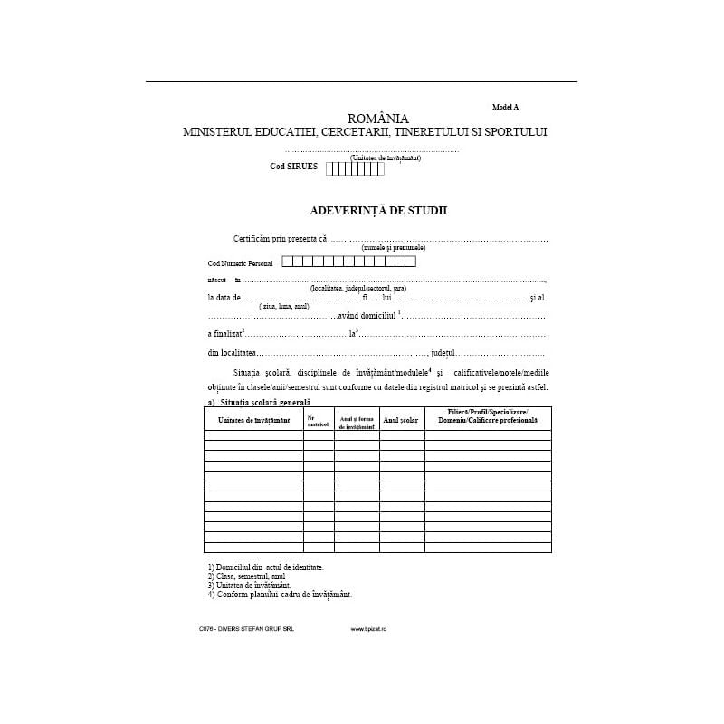 pachet schimb ulei opel astra h 1.7 cdti Adeverinta de studii tip A invatamant de stat