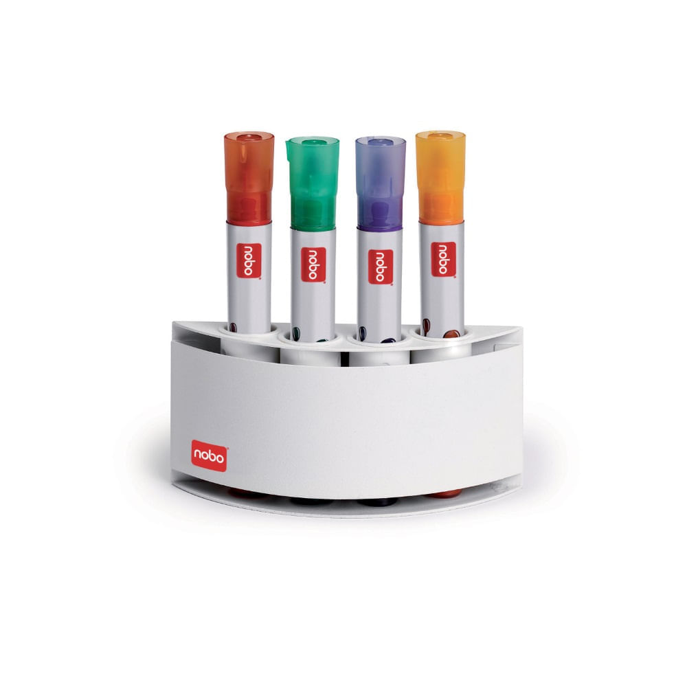 mașina de scris electrica Suport pentru instrumente de scris NOBO, magnetic, rotunjit, pentru 4 markere, alb