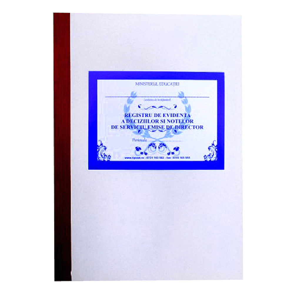 Registru de evidenta a deciziilor si notelor de serviciu emise de director, A4, coperta carton subtire