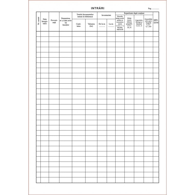 senzori de miscare Registru de miscare a fondului de publicatii A4 coperta carton subtire