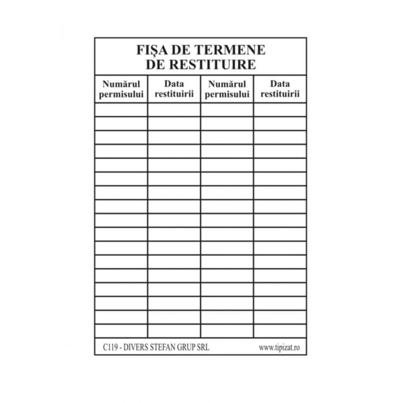 Fisa termenului de restituire