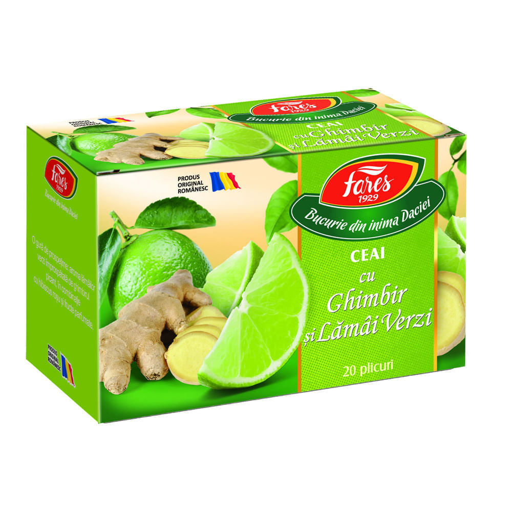 Ceai Fares Ghimbir si Lamai verzi 20 plicuri/cutie Ceai Fares Ghimbir si Lamai verzi 20 plicuri/cutie