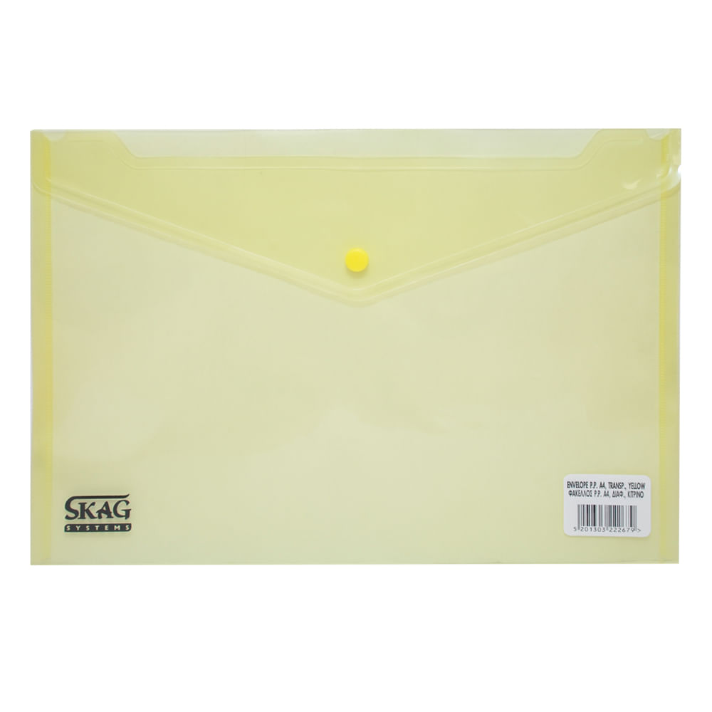 Mapa plastic skag, a5, inchidere cu capsa, galben