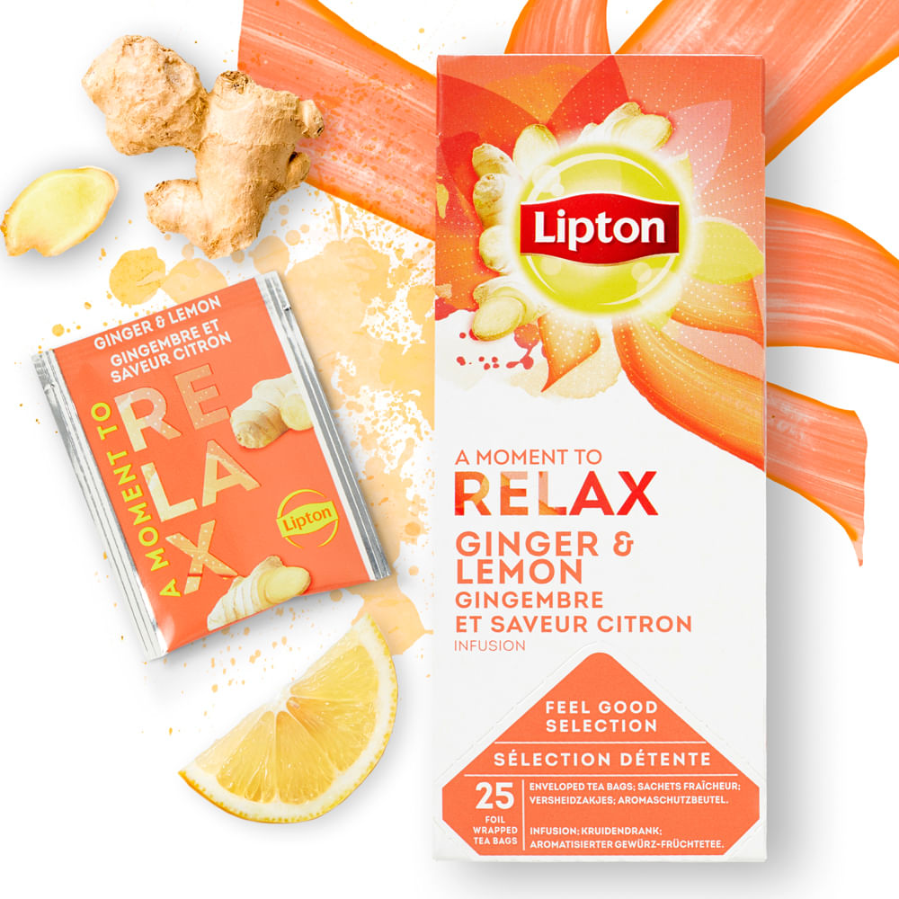 Ceai lipton infuzie lamaie si ghimbir, 25 plicuri/cutie
