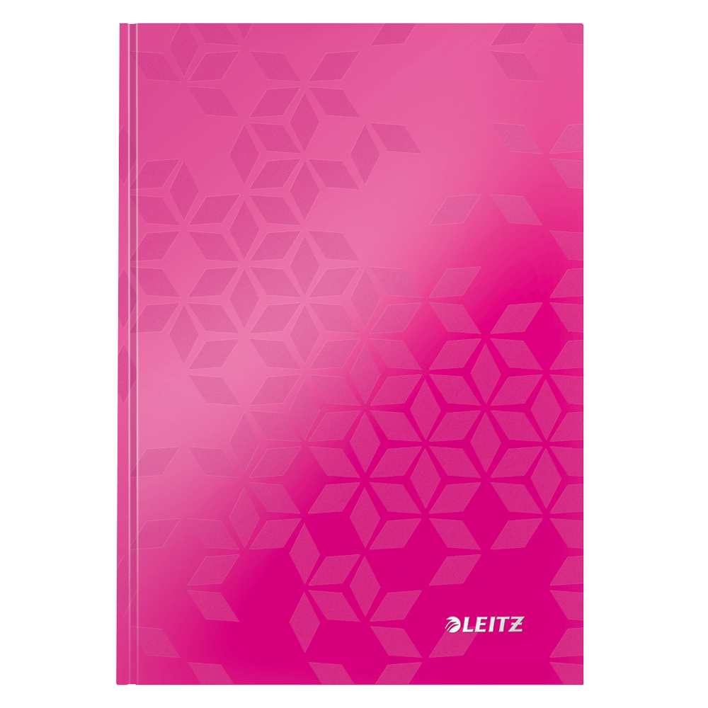 Caiet de birou leitz wow, a5, coperta dura, 80 file, matematica, roz metalizat