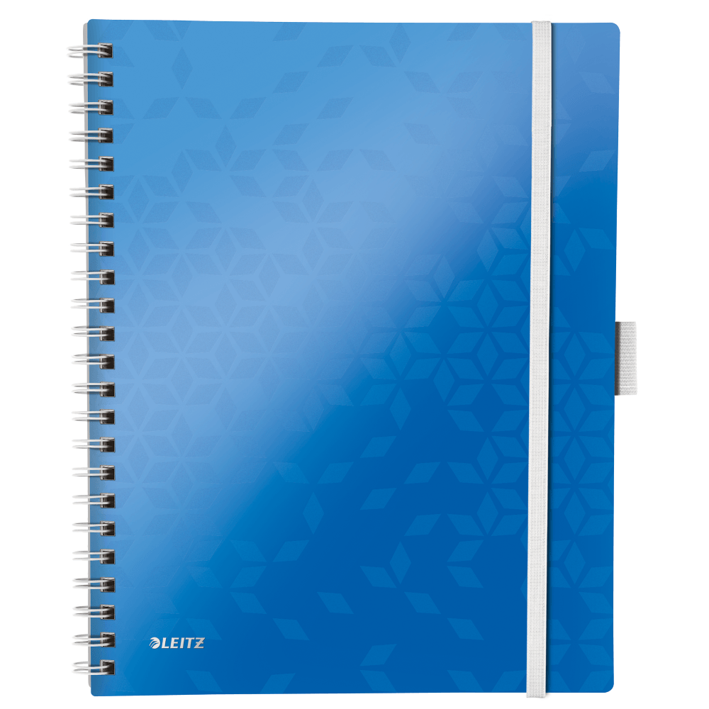 Caiet de birou leitz wow be mobile, a4, coperta pp, cu spira, 80 file, matematica, albastru metalizat
