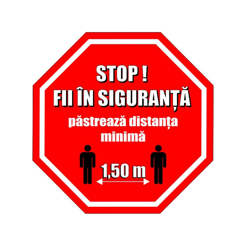 Set stickere autocolante pardoseala, stop - pastreaza distanta, 32 x 32 cm