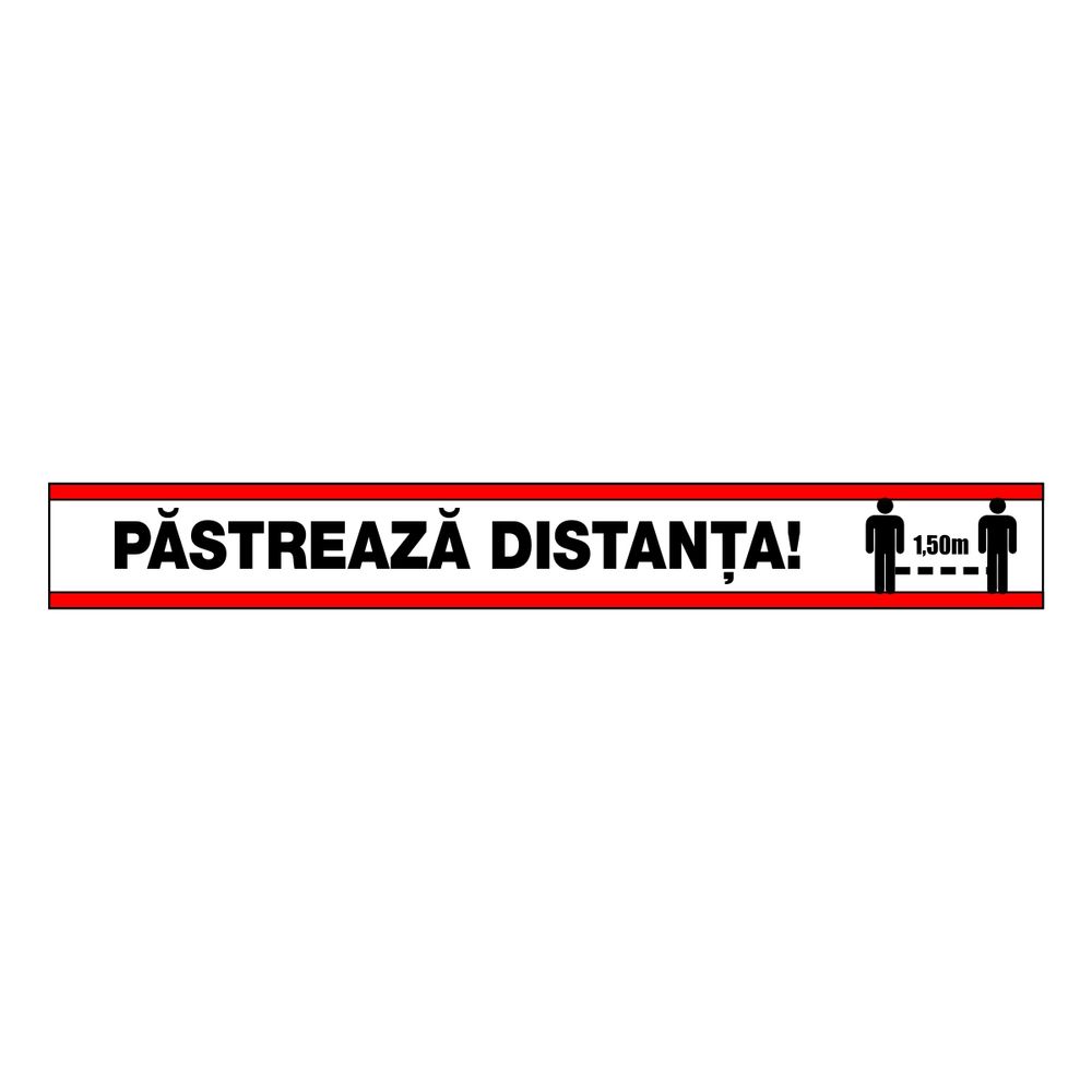 Set stickere autocolante pardoseala, STOP - pastreaza distanta, 48 x 6 cm