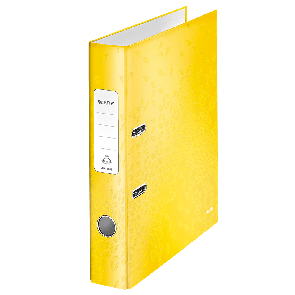 Biblioraft leitz 180 wow, carton laminat, a4, 52 mm, galben
