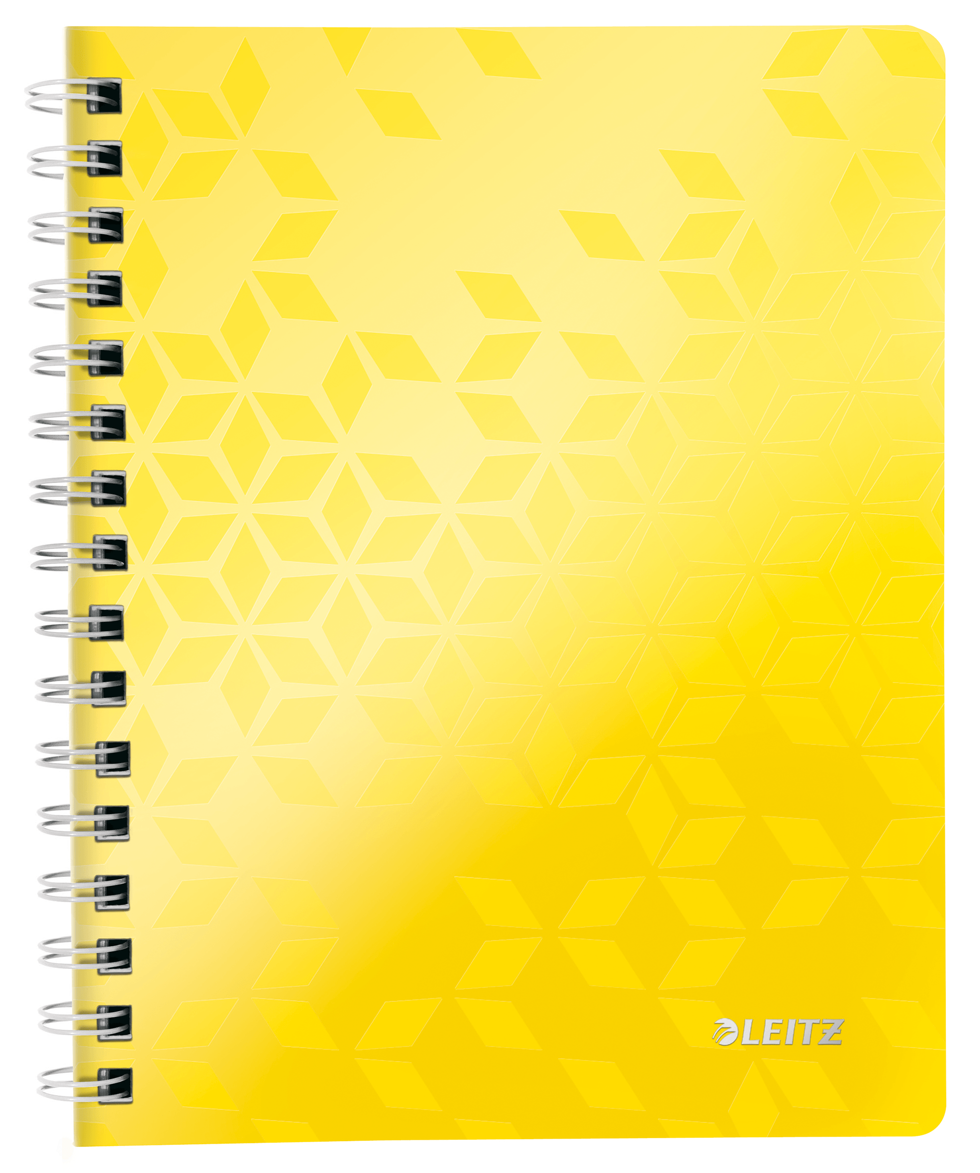 Caiet de birou Leitz WOW A5 coperta PP cu spira 80 file matematica Caiet A5 80F Mate Galben Spira Cop PP WOW Leitz