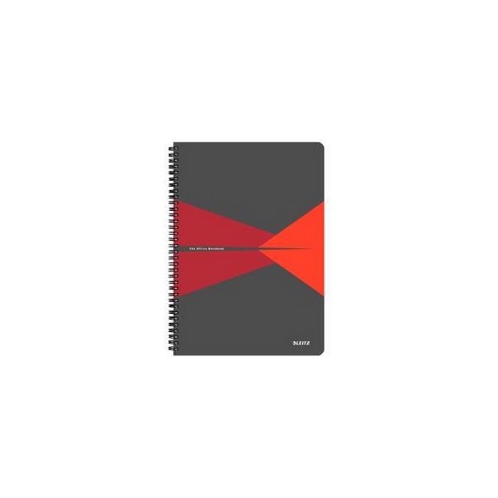 Vezi detalii pentru Caiet de birou Leitz Office, PP, certificare FSC, reciclabil, A5, 90 coli, cu spira, matematica, rosu