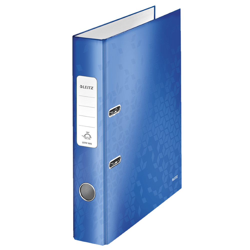 Biblioraft leitz 180 wow, carton laminat, a4, 52 mm, albastru