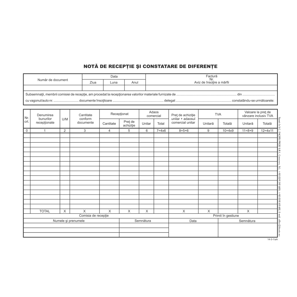 NIR cu TVA, A4, 2 exemplare, hartie autocopiativa NIR cu TVA, A4 , 2 exemplare, hartie autocopiativa, 2 buc/set