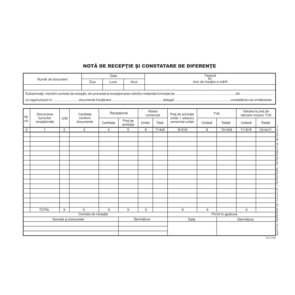 Nir cu tva, a4, hartie offset, 100 file/carnet