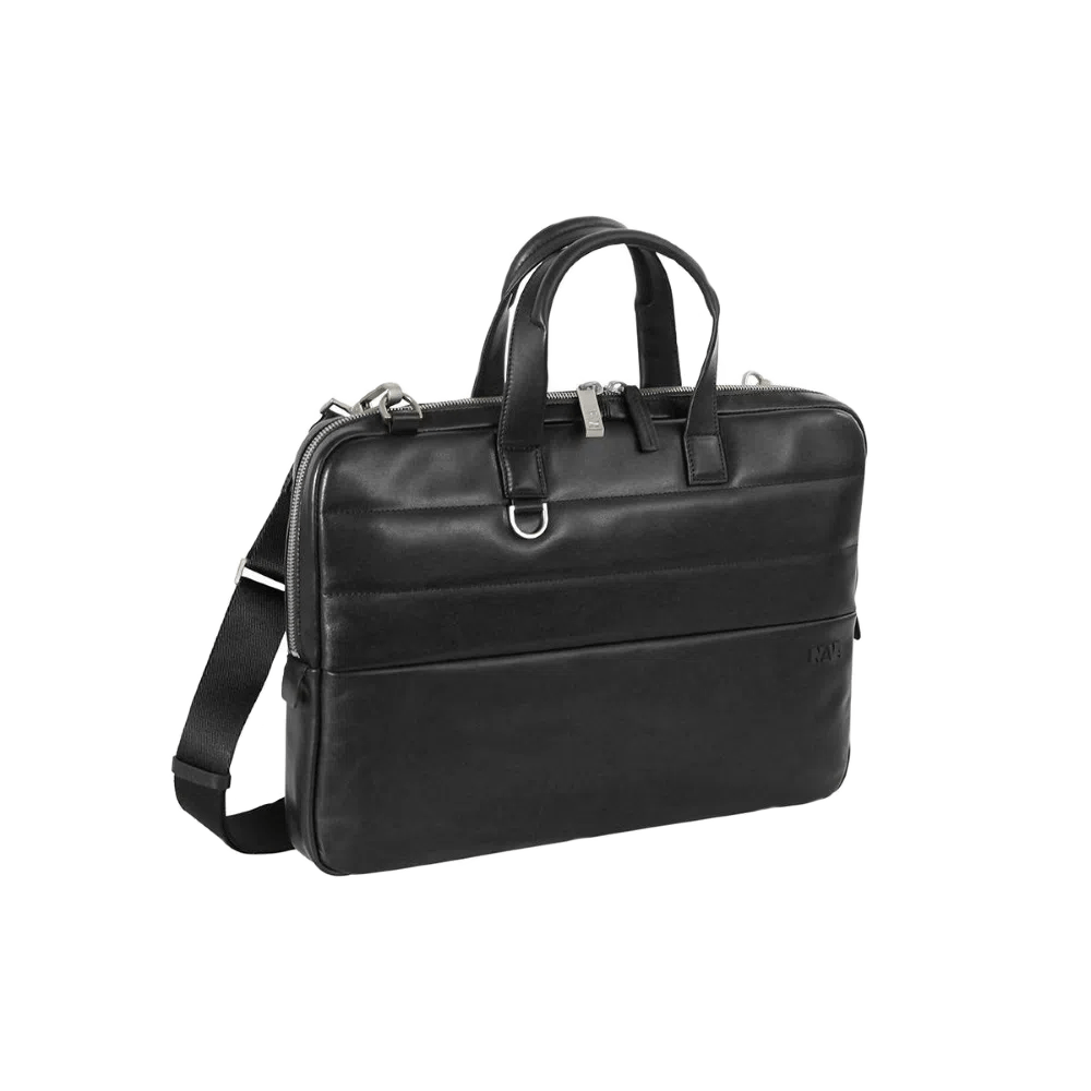 Geanta laptop Nava Passenger Leather Slim, 15.6″, piele, negru