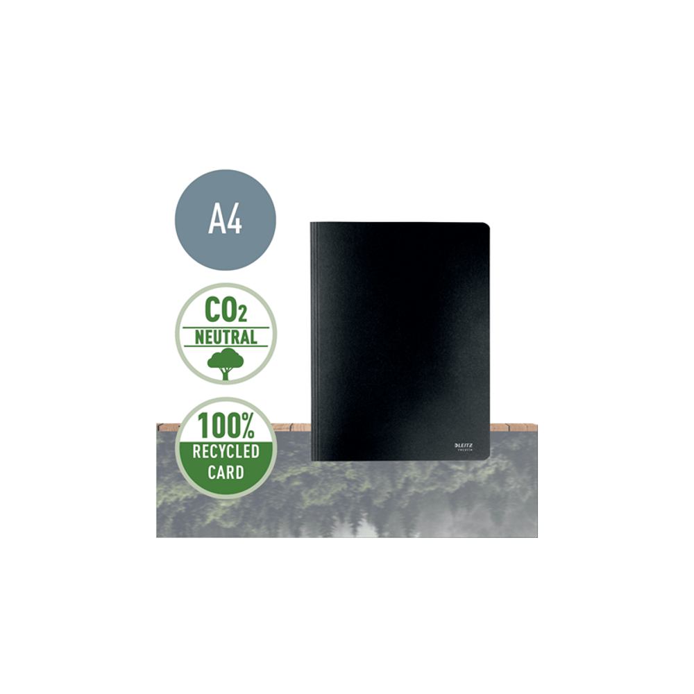 Dosar cu sina leitz recycle, carton reciclat, a4, 250 coli, negru