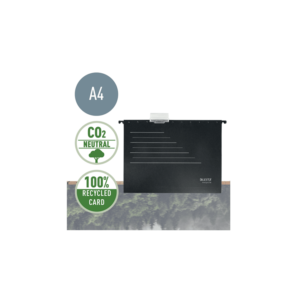 Dosar suspendabil Leitz Recycle carton reciclat si reciclabil A4 negru Dosar suspendabil Leitz Recycle carton reciclat A4 negru