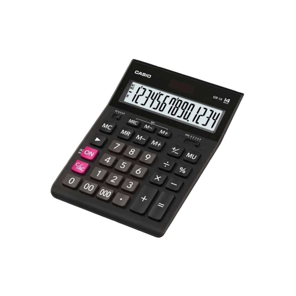 Calculator de birou Casio GR-14-W-EP, 14 digits, negru Casio imagine 2022 cartile.ro