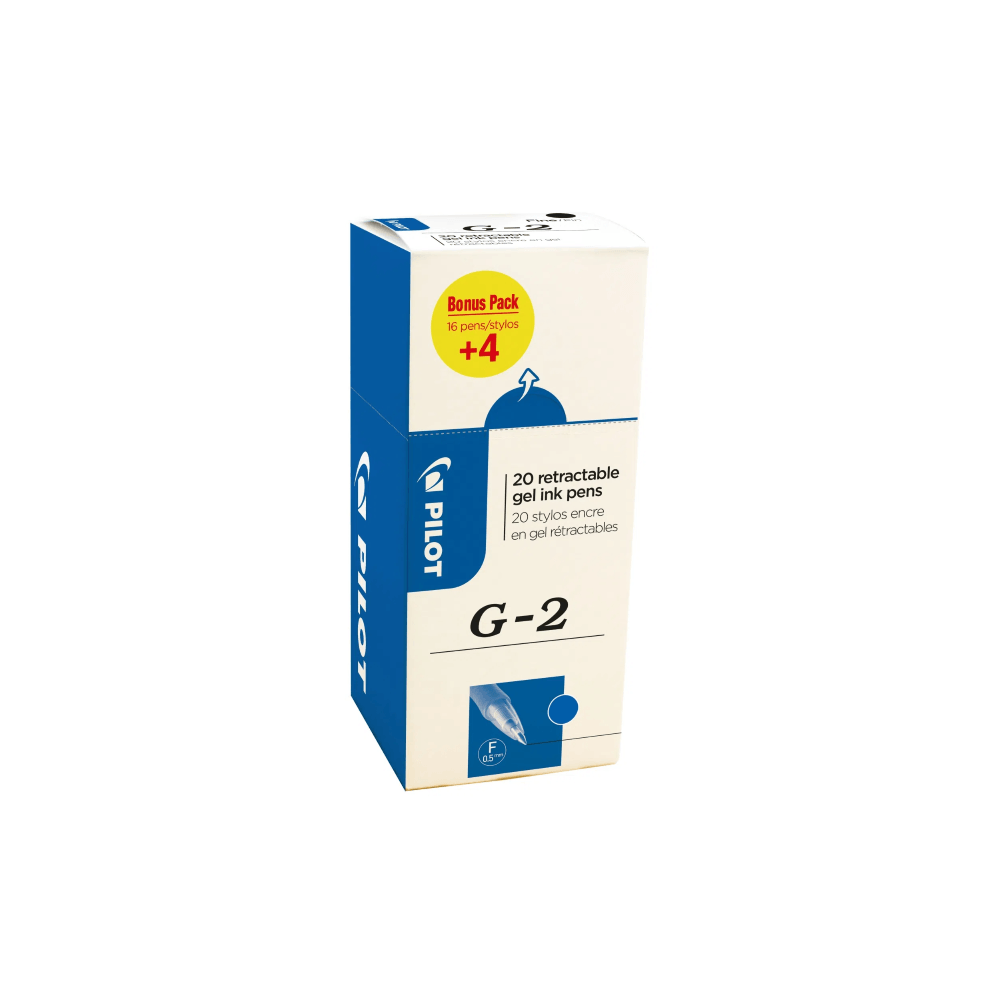 Roller cu gel Pilot G-2 albastru 0.5 mm cu capac set 20 bucati