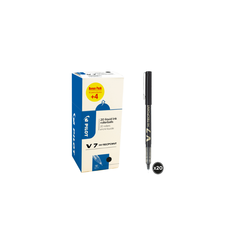Roller Pilot V7 Hi-Tecpoint, 0.7 mm, negru, 20 bucati/cutie dacris.net poza 2021