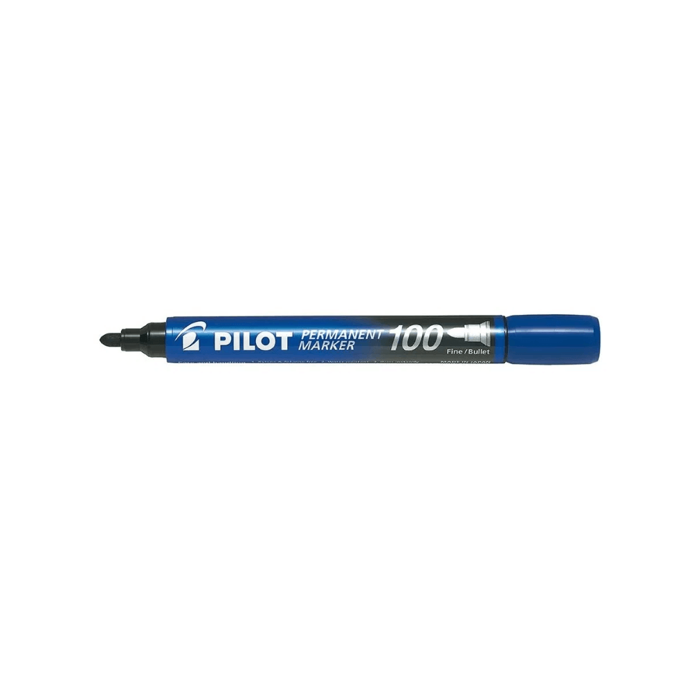 Marker permanent Pilot 100, varf rotund, 2-4.5 mm, albastru