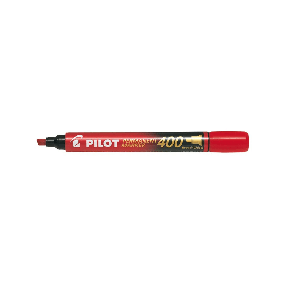 Marker permanent Pilot P400 negru/albastru/rosu/verde 4mm Marker permanent Pilot P400 varf tesit 4 mm rosu
