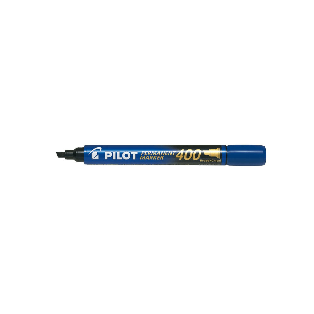 Marker permanent Pilot P400 negru/albastru/rosu/verde 4mm Marker permanent Pilot P400 varf tesit 4 mm albastru