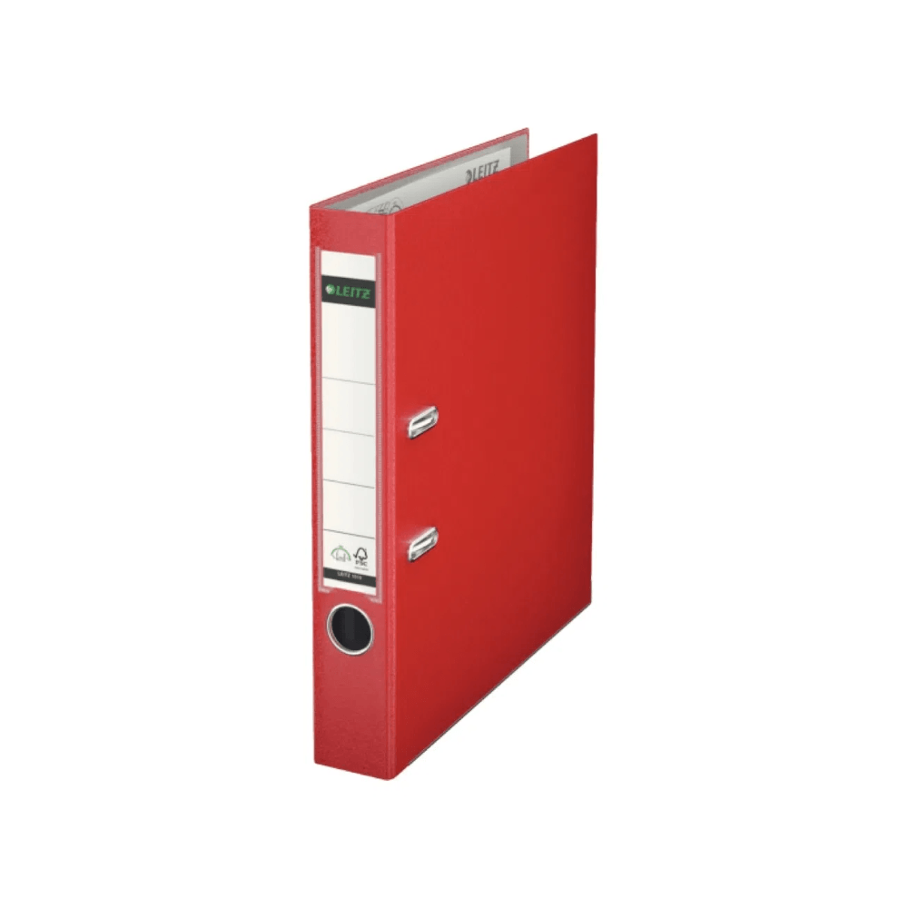 Biblioraft A4 PP partial reciclat certificare FSC 52 mm Leitz 180° Biblioraft A4 PP partial reciclat certificare FSC 52 mm Leitz 180° rosu