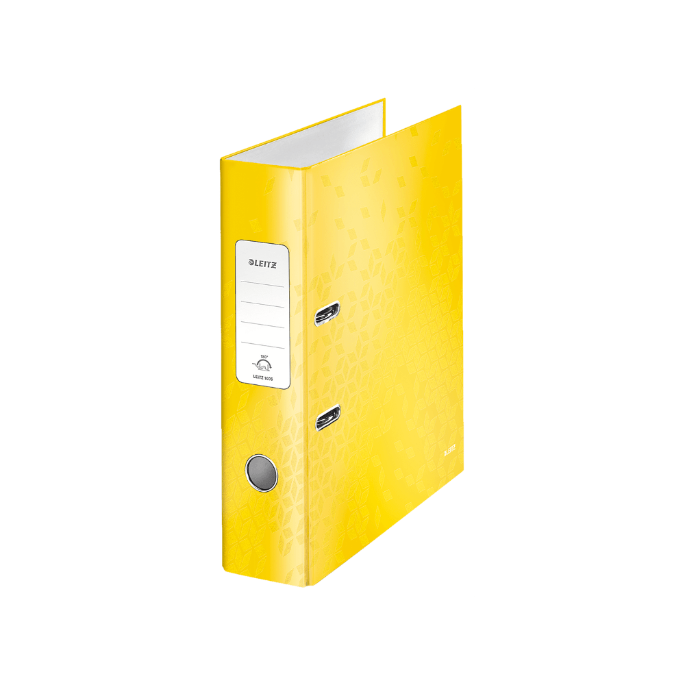 Biblioraft leitz 180 wow, carton laminat, a4, 80 mm, galben