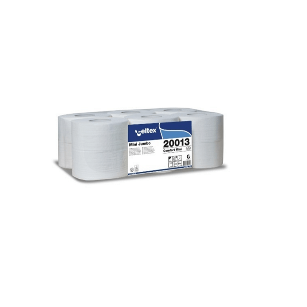 Hartie igienica rola mini jumbo, alba, 2 straturi, 130m, 12 role/bax