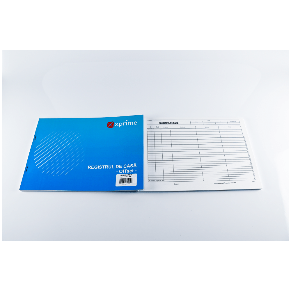 Registru casa, A4, hartie offset, 100 file/carnet, coperta carton 300g/mp