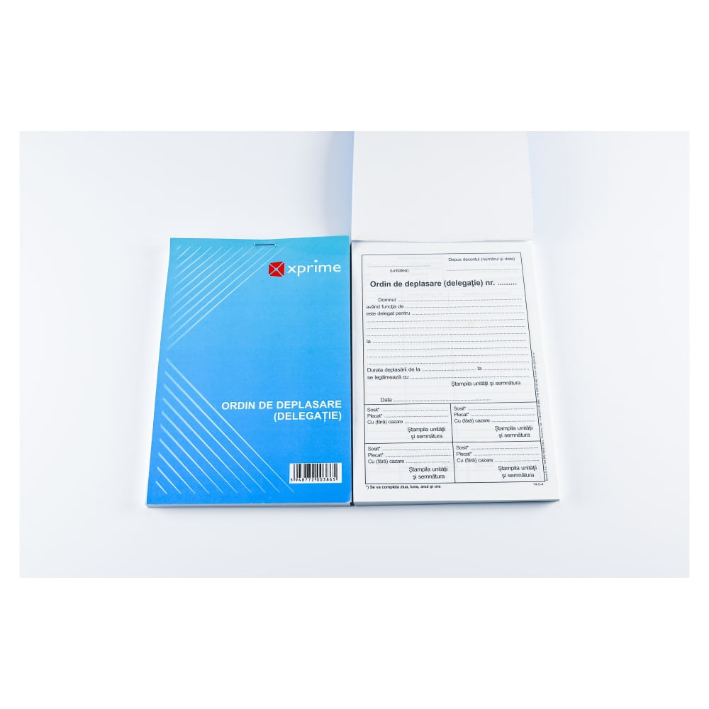 Ordin de deplasare A5 hartie offset 100 file/carnet coperta carton 300g/mp