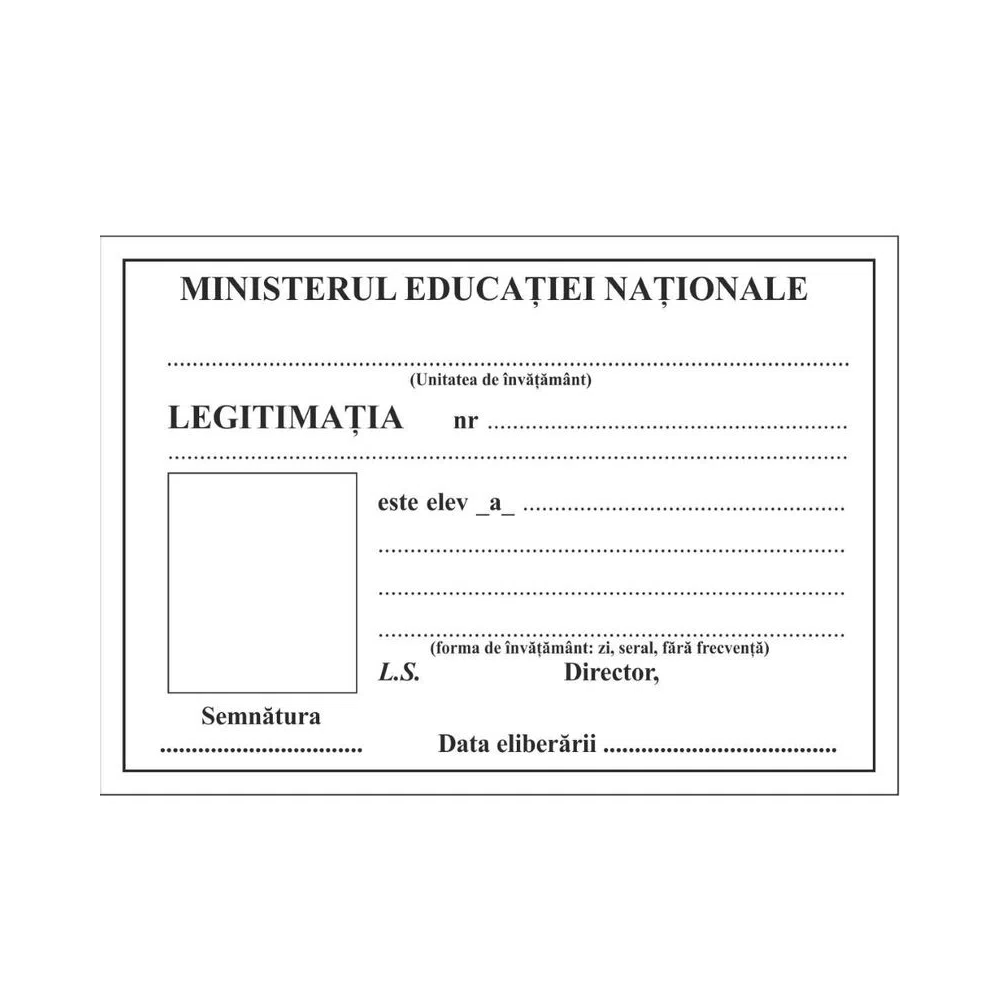 Legitimatie elev 50 bucati/set 7 * 10 cm carton lucios Legitimatie elev 50 bucati/set 7 * 10 cm carton lucios