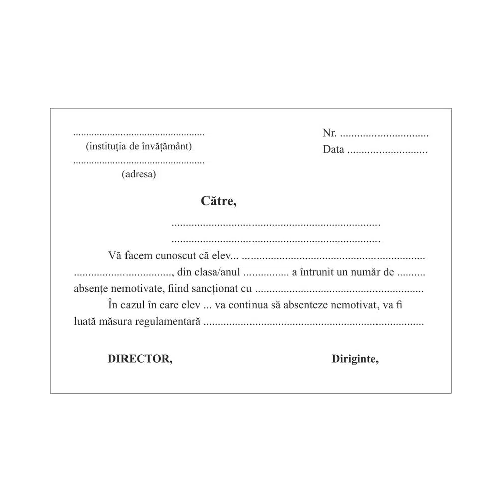 o sută douăzeci de zile ale sodomei Adresa de instiintare a parintilor privind absentele nemotivate ale elevilor