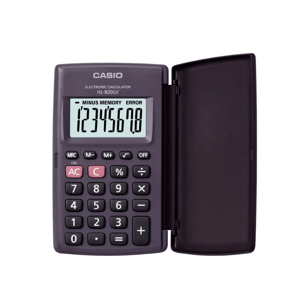 Calculator de buzunar Casio HL-820LV, 8 digits, cu etui, negru Casio imagine 2022 depozituldepapetarie.ro