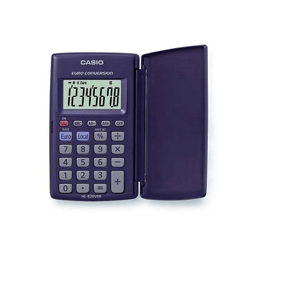 Calculator de buzunar 8 digits Casio HL-820VER cu etui albastru Casio imagine 2022 depozituldepapetarie.ro