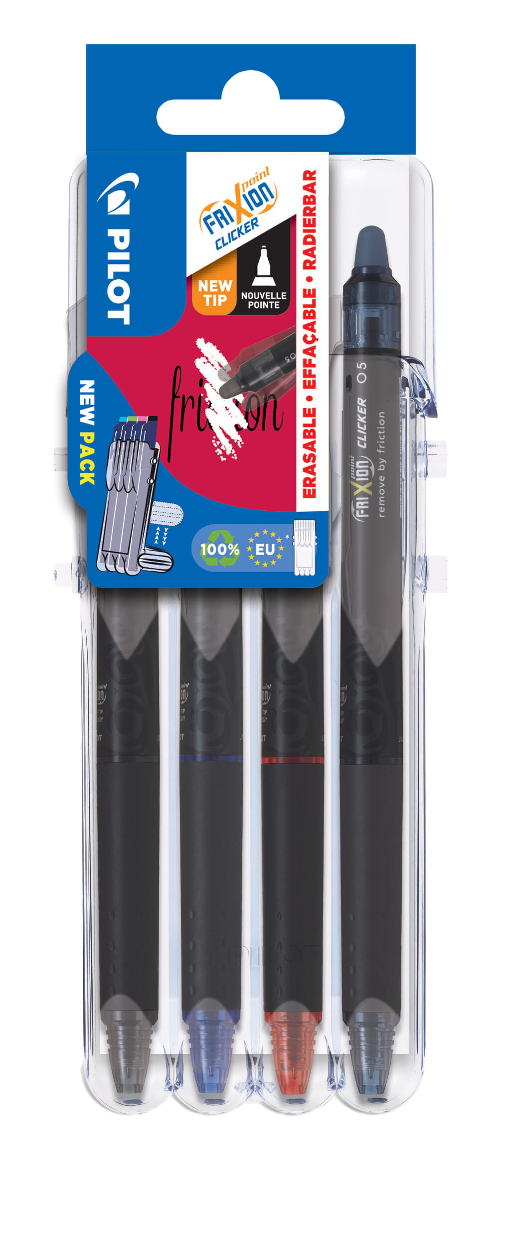 Set 4 rollere Pilot Frixion Clicker Point diverse culori 0.25 mm Set 2 Go Frixion Clicker Point N+A+R+Bl