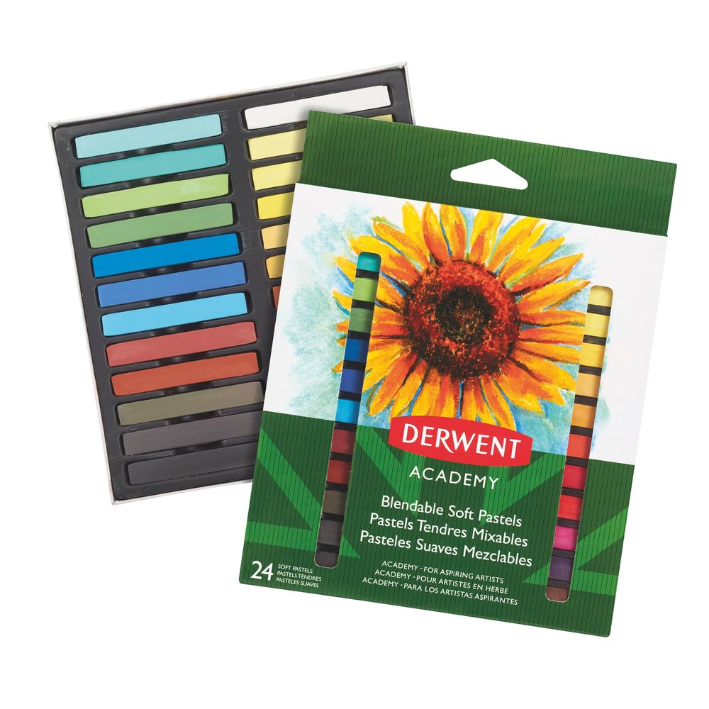 Set 24 creioane pastel soft Derwent Academy, calitate superioara, pentru artisti aspiranti
