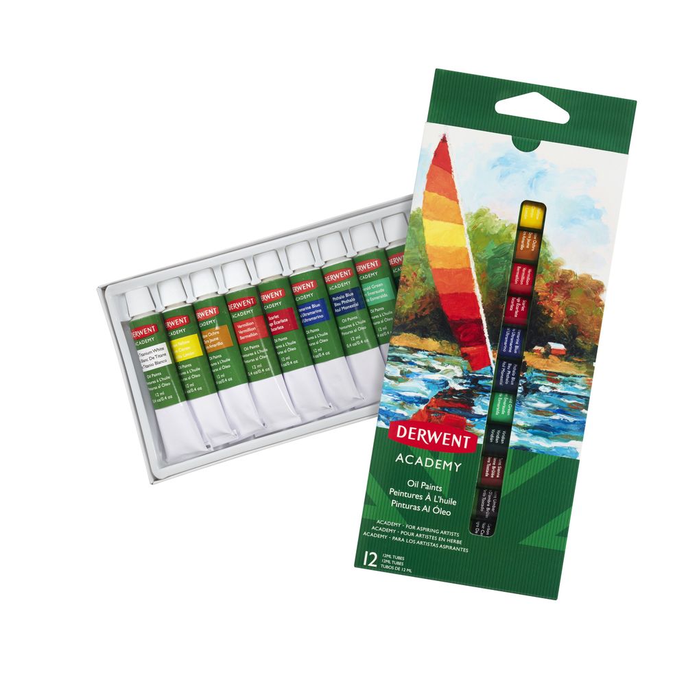 Set 12 culori ulei Derwent Academy, 12 ml Set 12 culori ulei Derwent Academy, 12 ml dacris.net