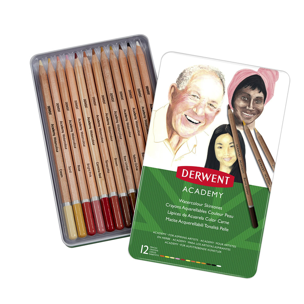 Set 12 creioane acurela tonurile pielli, Derwent Academy