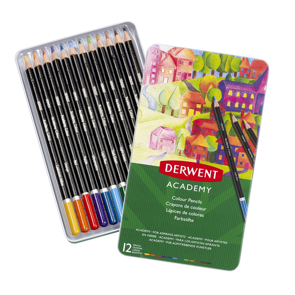 Set 12 creioane colorate Derwent Academy, calitate superioara, pentru artisti aspiranti dacris.net imagine 2022 depozituldepapetarie.ro