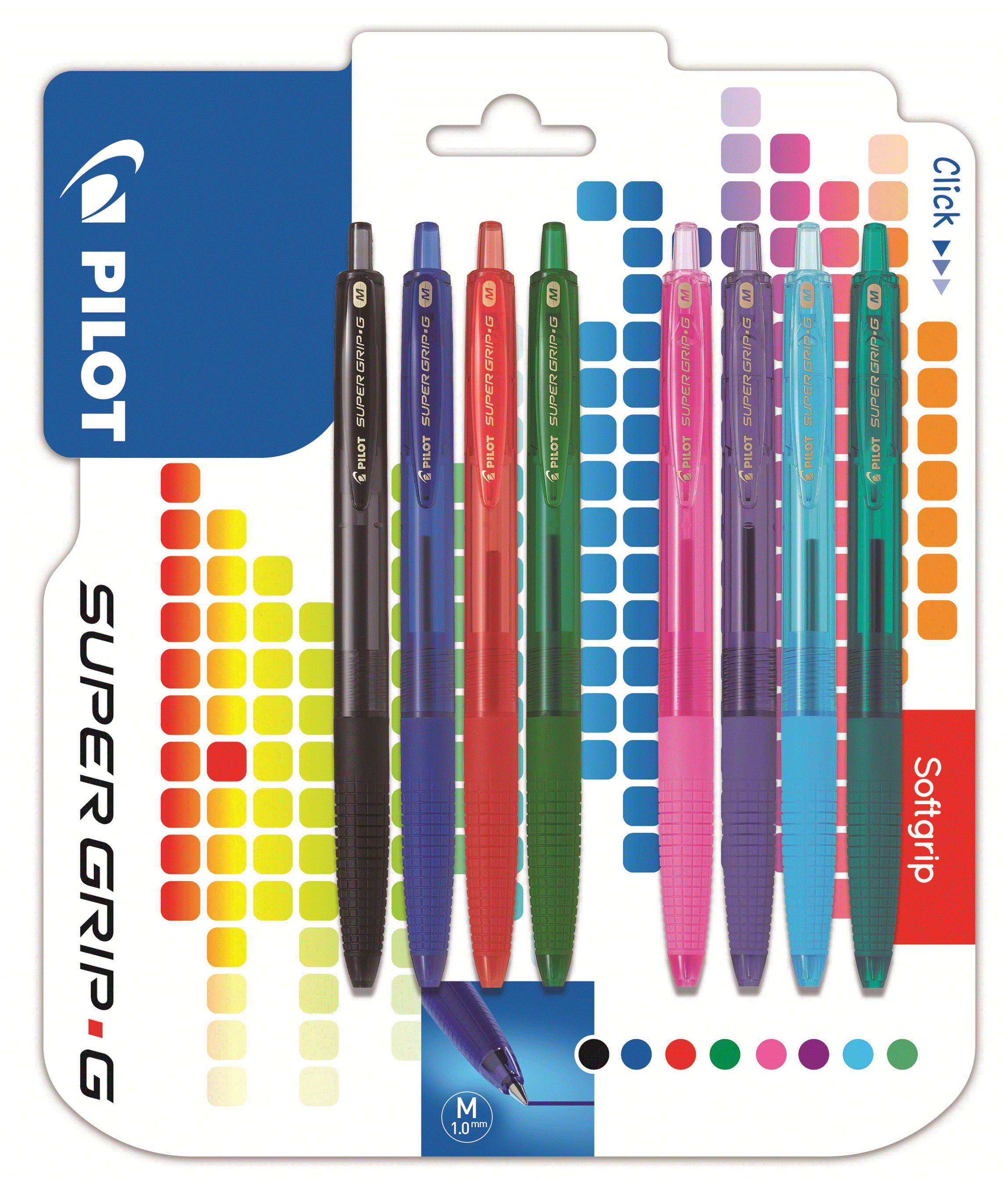 Pix supergrip g retractabil, 8buc/blister n+a+r+v+p+vi+lb+pg