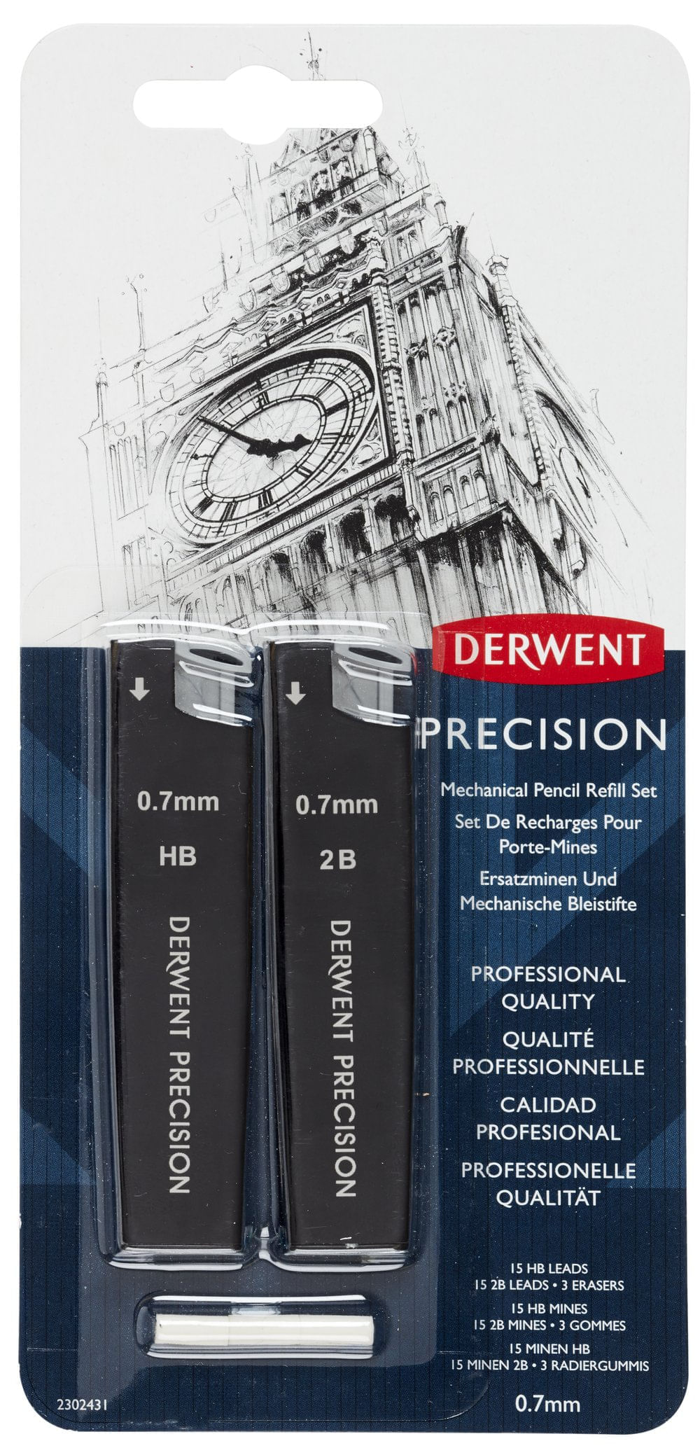 Set 30 mine creion Derwent Profesional 0.7 mm HB/2B si 3 radiere