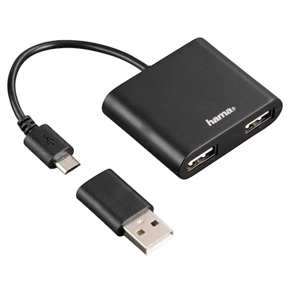 Hub USB Hama, USB 2.0, OTG, negru dacris.net imagine 2022 cartile.ro