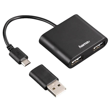 Hub usb hama, usb 2.0, otg, negru