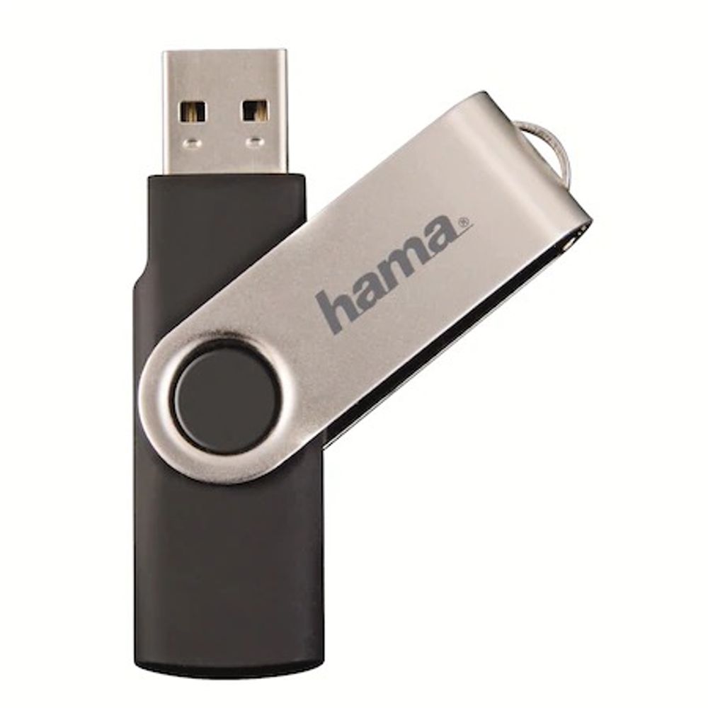 Memorie USB Hama Rotate 16GB, USB 2.0, Negru/Argintiu dacris.net imagine 2022 depozituldepapetarie.ro