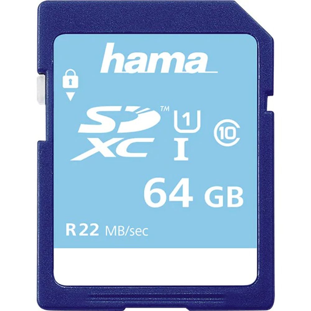 Card de memorie HAMA, SDXC, 64GB, 22MB/s, class 10 UHS-I dacris.net poza 2021
