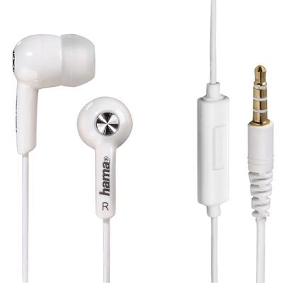 Casti hama hk2114, cu fir, in-ear, microfon, alb