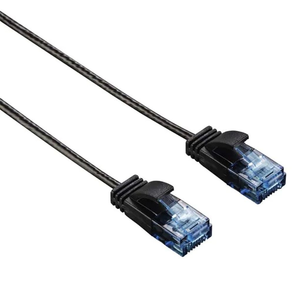 Cablu de retea Hama CAT-6 Slim-Flexib, negru, 0.75m dacris.net poza 2021